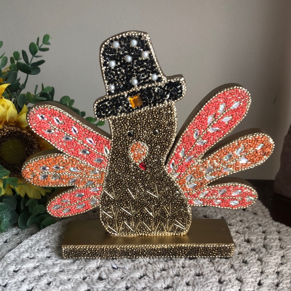 Festive Beaded Thanksgiving Turkey Decoration
